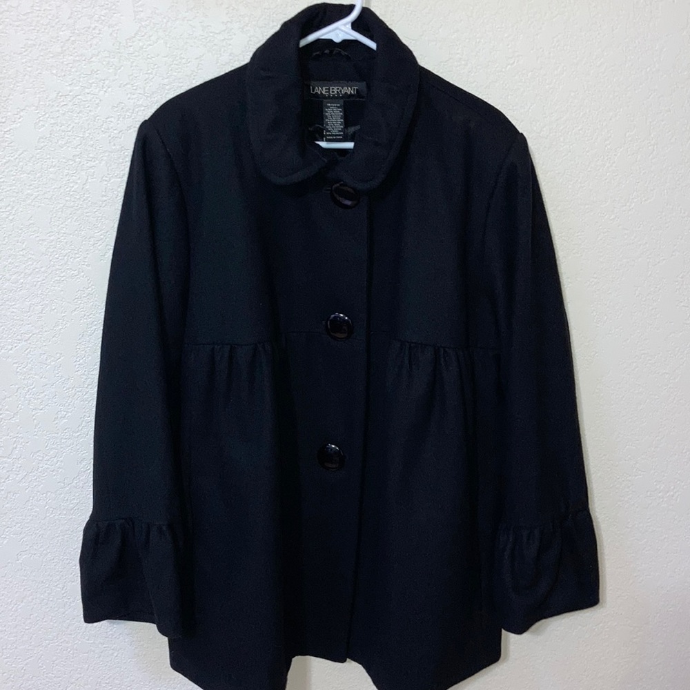 Lane Bryant Black Wool Blend Coat. Sz 18/20